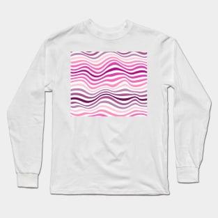 Pink Waves Stripes Long Sleeve T-Shirt